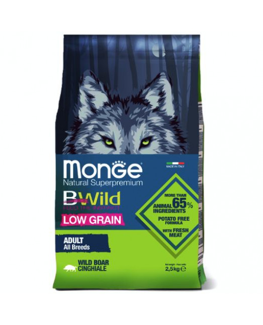 Monge Dog BWild LOW GRAIN низкозерновой корм из мяса дикого кабана для взрослых собак всех пород 	