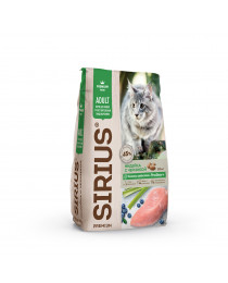 SIRIUS/Полнорационный сухой PREMIUM корм для взрослых кошек с чувствительным пищеварением, Индейка с черникой