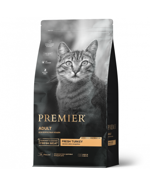 Premier Cat 0.4кг Turkey Adult  (свежее мясо индейки для кошек)																														
